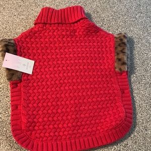 NWT Aspen Kids (girls) Sweater poncho turtleneck 2T Red cheetah, trim